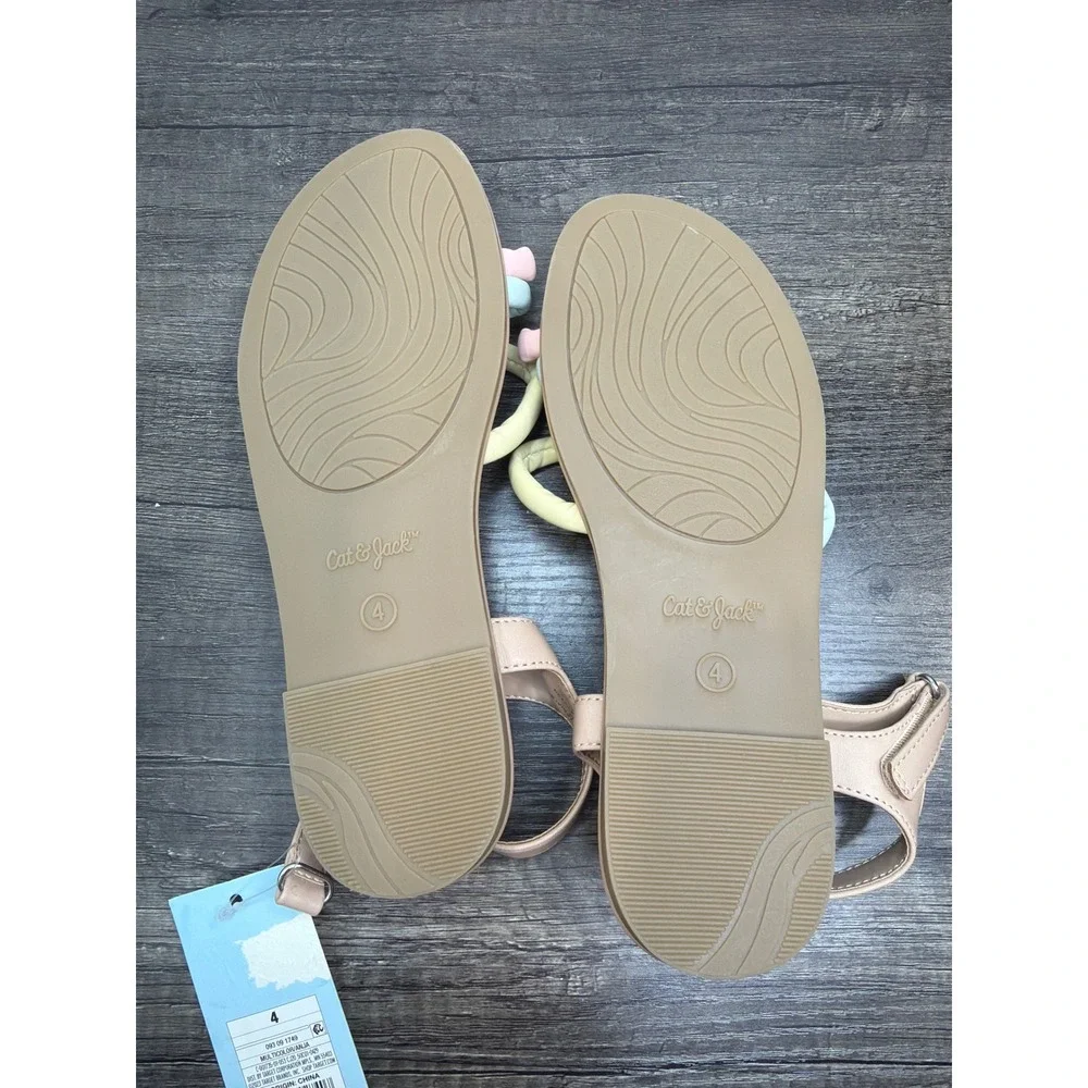 Cat & Jack Anja Sandals Girls 4 Multicolor Pastel Strappy Summer Kidcore NWT